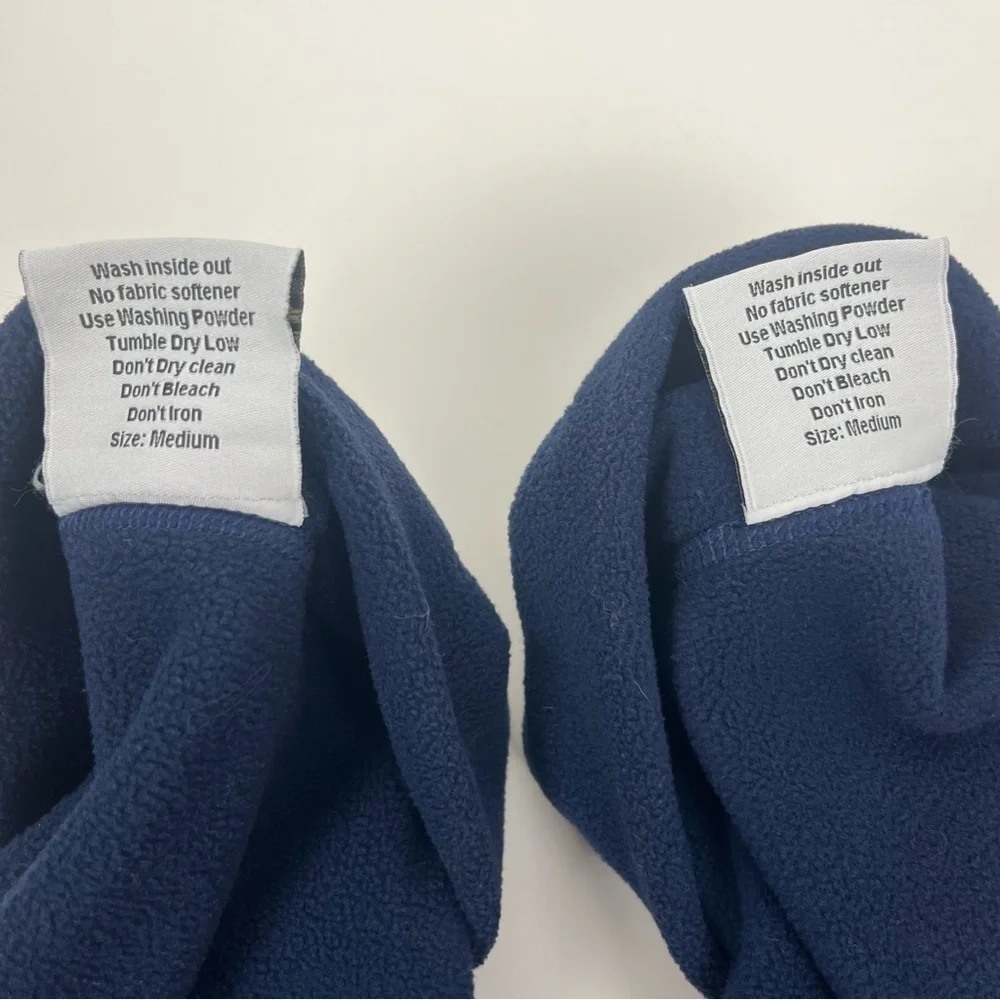 A Little Bit Racey blue fleece equestrian embroidered boot liners, medium.